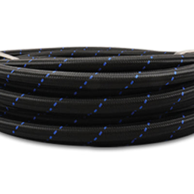 Vibrant -10 AN Two-Tone Black/Blue Nylon Braided Flex Hose (20 foot roll)