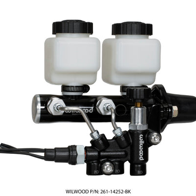 Wilwood Tandem Remote M/C Kit w L/H Bracket & Prop Valve - 1 1/8in Bore Black