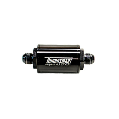 Turbosmart FPR Billet Inline Fuel Filter 1.75in OD 3.825in Length AN-10 Male Inlet - Black