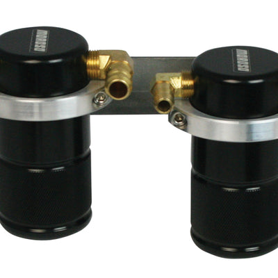 Moroso 04-07 Subaru STi/06-07 WRX Air/Oil Separator Catch Can - Small Body - Billet Aluminum - Black