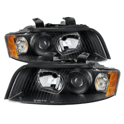 xTune Audi A4 02-05 Halogen Only Crystal Headlights Black HD-JH-AA402-AM-BK