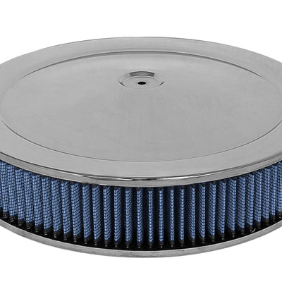 aFe MagnumFLOW Air Filters Round Racing P5R A/F Chrome Assy 14x3: Blk/Blue