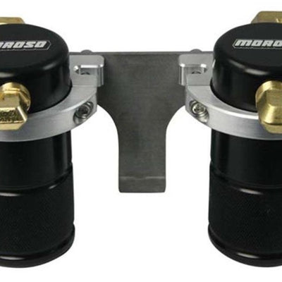 Moroso 08-14 Subaru STi (w/Front Mount Intercooler) Air/Oil Separator Catch Can - Billet Alum -Black