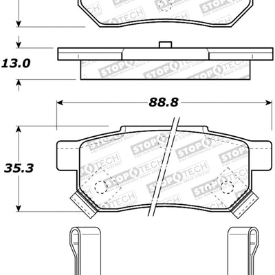 StopTech Sport Brake Pads w/Shims & Hardware - Rear