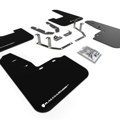 Rally Armor 18-23 Ford Fiesta ST MK8 Black UR Mud Flap w/White Logo