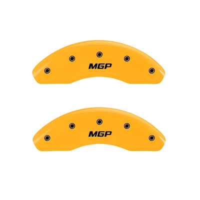 MGP Front set 2 Caliper Covers Engraved Front MGP Yellow finish black ch