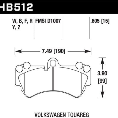 Hawk 04 Volkswagen Touareg Performance Ceramic Street Front Brake Pads