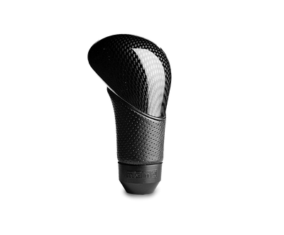 Momo Shadow Shift Knob - Black Airleather, Carbon Effect Insert