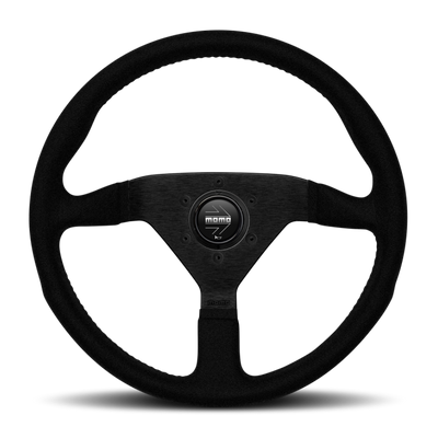 Momo Montecarlo Alcantara Steering Wheel 350 mm - Black/Black Stitch/Black Spokes