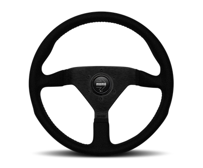 Momo Montecarlo Alcantara Steering Wheel 320 mm - Black/Black Stitch/Black Spokes