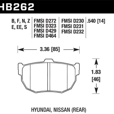 Hawk 89-97 Nissan 240SX SE HP+ Street Rear Brake Pads