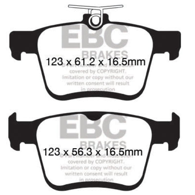 EBC 2014+ Audi A3 1.8 Turbo (w/Electronic Parking Brake) Redstuff Rear Brake Pads
