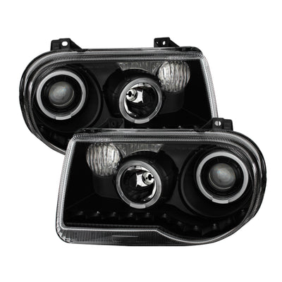 xTune Chrysler 300C 05-10 ( Not 300 ) Halo Projector Headlights Black PRO-JH-C300C-LED-BK