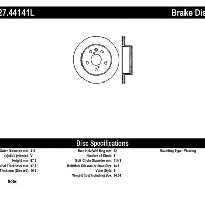 StopTech Power Slot 06-11 Lexus GS Series / 06-12 IS350 Rear Left Drilled & Slotted Rotor