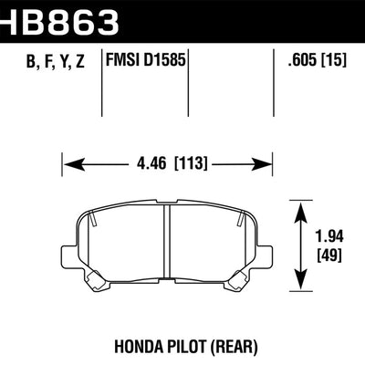 Hawk 12-15 Honda Pilot Performance Ceramic Street Rear Brake Pads