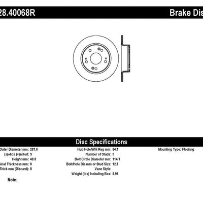 StopTech Drilled Sport Brake Rotor