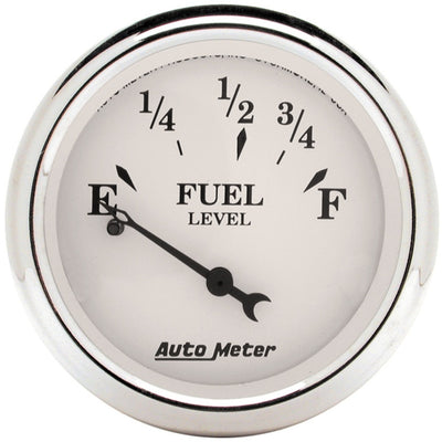 Auto Meter Old Tyme White 2-1/16in 0-30 OHM Electric Fuel Level Gauge