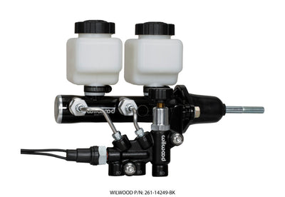 Wilwood Tandem Remote M/C Kit w L/H Bracket & Prop Valve - 7/8in Bore Black-W/Pushrod
