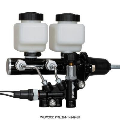 Wilwood Tandem Remote M/C Kit w L/H Bracket & Prop Valve - 7/8in Bore Black-W/Pushrod