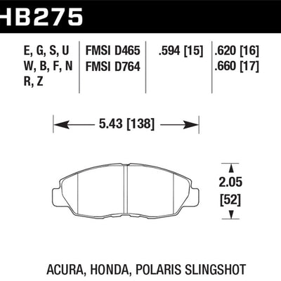 Hawk 98-00 Civic Coupe Si/01-06 Civic DX/EX/GX/HX/LX (Non Hatchback) HPS Street Front Brake Pads