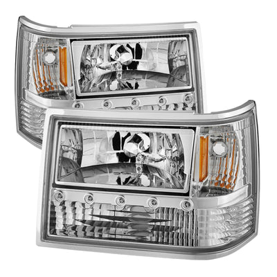 xTune Jeep Grand Cherokee 93-98 1Pc Crystal Headlights Chrome HD-ON-JGC93-1PC-LED-C
