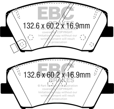 EBC 2017+ Hyundai Elantra 1.4L Turbo Ultimax2 Front Brake Pads