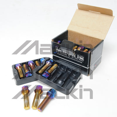 Wheel Mate Mevius Lug Bolt Set of 20 - Black 12x1.50 27mm Ball 14mm RAD