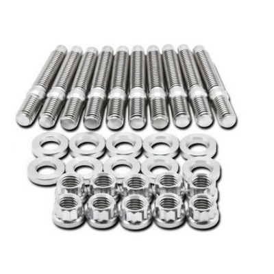 BLOX Racing SUS303 Stainless Steel Manifold Stud Kit M8 x 1.25mm 65mm in Length - 9-piece