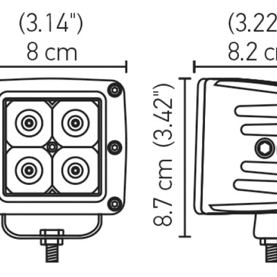 Hella HVF Cube 4 LED Off Road Kit - 3.1in 12W Spot Beam