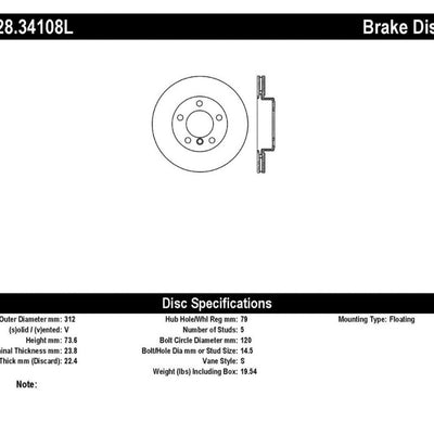 StopTech Drilled Sport Brake Rotor