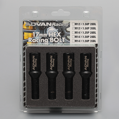 Advan Wheel Bolt 35mm Thread (Black) - 4 Pack
