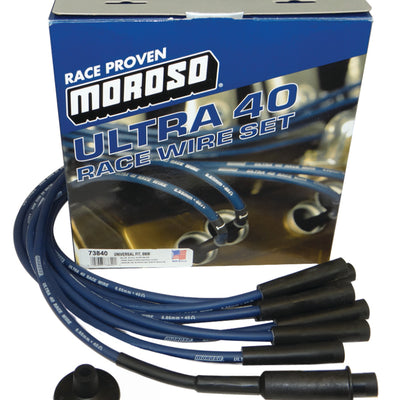 Moroso Universal/Mopar/Chrysler (w/Hemi Heads) Ignition Wire Set - Ultra 40 - Blue