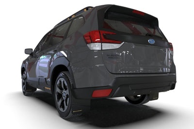 Rally Armor 22-24 Subaru Forester &amp; Wilderness Black UR Mud Flap w/Grey Logo