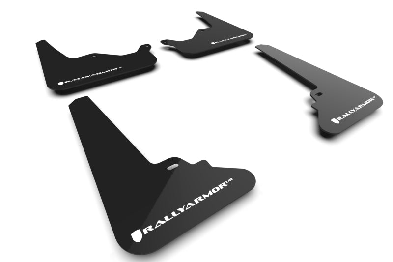Rally Armor 21-26 Tesla Model S / S Plaid Black UR Mud Flap w/White Logo