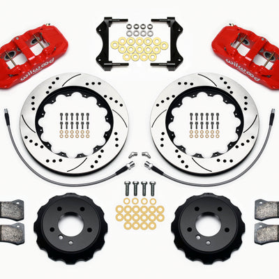 Wilwood AERO6 Front Hat Kit 14.00 Drilled Red 2007-2011 BMW E90 Series w/Lines