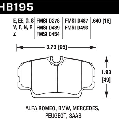 Hawk BMW 3 Series / Mercedes Benz 190 Series / Saab 900/9000 DTC-60 Race Front Brake Pads