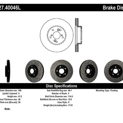 StopTech Nissan 370Z / 01-03 Acura CL / 06 EL / 04-09 TSX / 03-07 Honda Accord Coupe M/T / 05-08 Se