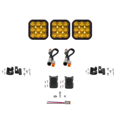 Diode Dynamics SS5 Pro Universal CrossLink 3-Pod Lightbar - Yellow Driving