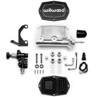 Wilwood Compact Tandem M/C - 7/8in Bore w/RH Bracket and Valve (Pushrod) - Ball Burnished