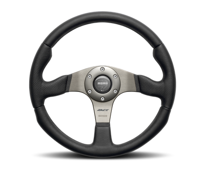 Momo Race Steering Wheel 350 mm - Black Leather/Anth Spokes