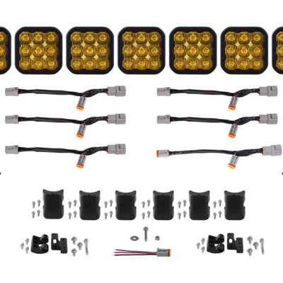 Diode Dynamics SS5 Pro Universal CrossLink 7-Pod Lightbar - Yellow Driving