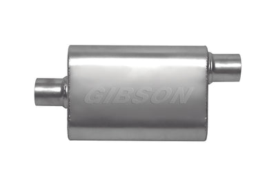 Gibson CFT Superflow Center/Offset Oval Muffler - 4x9x18in/2.5in Inlet/2.5in Outlet - Stainless