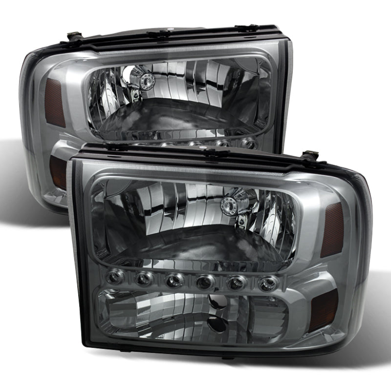xTune Ford F250 F350 Super Duty 99-04 1Pc Headlights w/ LED Smoked HD-JH-FF25099-LED-SM