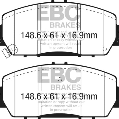 EBC 2016+ Honda Accord LX Sedan 2.4L Redstuff Front Brake Pads