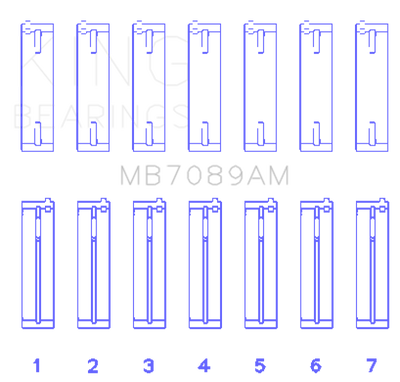 King Engine Bearings Audi/Volkswagen ABV/AES/AUE Crankshaft Main Bearing Set (Set of 7) - Size STD
