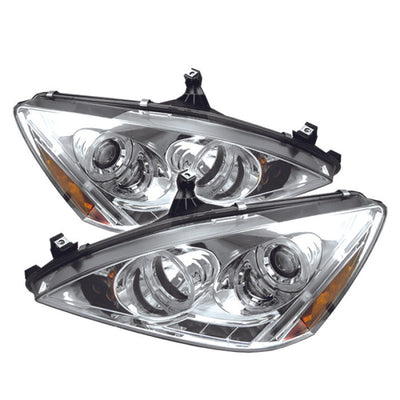 Spyder Honda Accord 03-07 Projector Headlights LED Halo Amber Reflector LED Chrm PRO-YD-HA03-AM-C