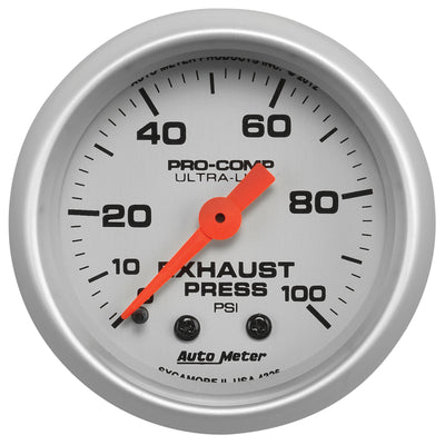 Autometer Ultra-Lite 52mm 0-100 PSI Mechanical Exhaust Pressure Gauge