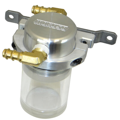 Moroso Universal Air/Oil Separator Catch Can - Small Body w/o Drain - Billet Alum - Raw/Clear Bottom