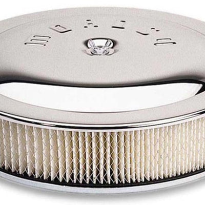 Moroso Racing Air Cleaner - 14in x 3in Filter - Flat Bottom - Steel - Chrome Plated - 4500