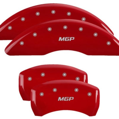 MGP 4 Caliper Covers Engraved Front & Rear MGP Red Finish Silver Char 2019 Volkswagen Atlas
